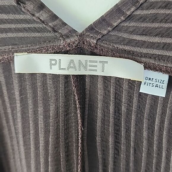 Planet by Lauren G Brown Ribbed Linen Lagenlook Waterfall Sleeveless Cardigan OS - Picture 7 of 10